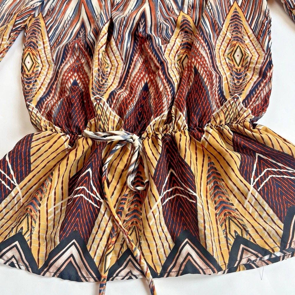 Boho Hippie Festival Peasant Sleeve Top Women S 4 6 70s Disco Retro Glam Print - Picture 3 of 5